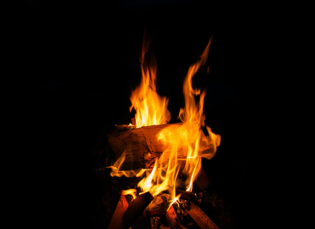 kiln dried firewood burning in the fireplace